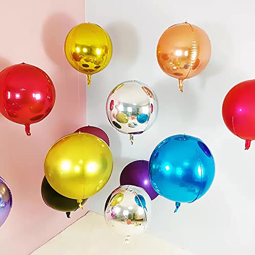 KALOR 10 Pcs 22 Inch Gold Mylar Balloons, Large 4D Giant Round Foil Balloon Big Mirror Metallic Balloons for Birthday Party Baby Shower Gender Reveal Supplies by KALOR - Used condition - Image 6