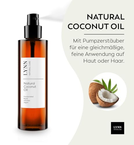 Flüssiges Kokosöl von LYNN | MCT-Öl | mit Zerstäuber | 100% natürliche Feuchtigkeitspflege für Haut und Haar | 200ml | Kokosöl fraktioniert