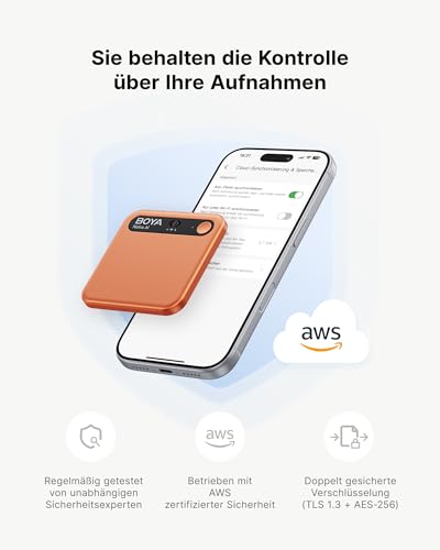 BOYA Notra KI Digitales Diktiergerät mit KI Schreibfunktion und Zusammenfassen, Multimodale Eingabe, Voice Recorder Unterstützung für Bluetooth-Headset-Aufnahme, Audiorekorder für Meetings Vorlesungen