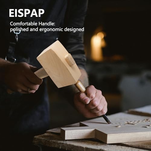 10\'\'solid beech Wood Mallet, Manual Ice Hammer Mallet Solid Carpenter Wooden Hammer, Woodworking Carving Mallet Woodworking Hand Tool