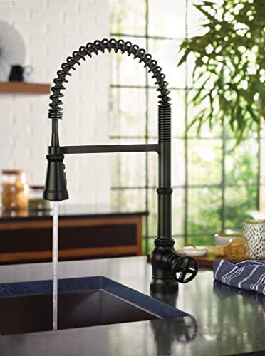 Moen Paterson Matte Black One-Handle Spring Pulldown Kitchen Faucet With Power Boost For A Faster Clean, Kitchen Faucet With Pull Down Sprayer For Bar, Rv, S72103Bl #TOP2
