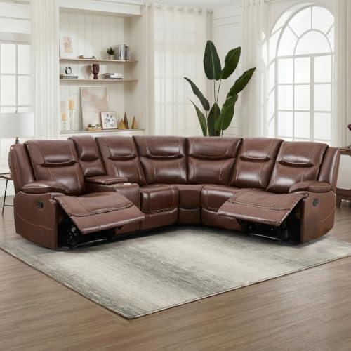 ANJ Genuine Leather L-Shaped Recliner
