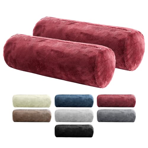 BaSaTex Pack de 2 fundas de almohada 15 x 40 cm, tacto cachemira, certificado Öko-Tex, 100% microfibra, color burdeos