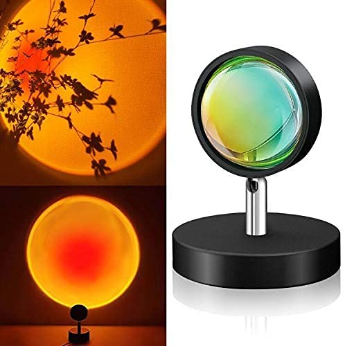 Set of 2 Excluzo Sunset Lamp,Rainbow Light 180 Degree Rotation Led Night Light, Romantic Light Projector Sunset Lamp with USB Charging Visual Mood Lighting Lamp Home Party Living Room Bedroom Decor (SunRed)