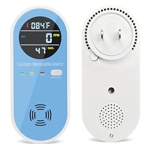3-in-1 Carbon Monoxide Detectors, Portable CO Detector with Temperature/Humidity Monitor, Digital Display, Carbon Monoxide Gas Leak Detector Plug in Wall for Home, RV, Hotel. (1 Pack)