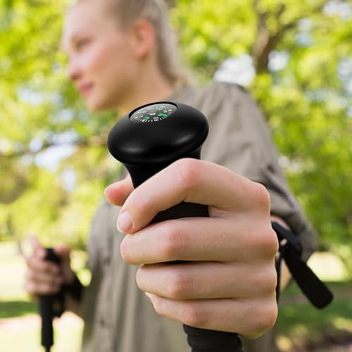 Brújula portátil para bastón de senderismo con función precisa y agarre cómodo, cabeza redonda de aleación de aluminio para actividades al aire libre y trekking miniatura 6