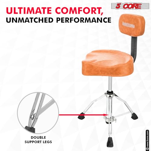 5 Core DS CH BR REST Drum Throne With Backrest Adjustable Guitar Chair Thick Memory Foam Saddle Seat Removable Motorcycle Style Drum Stool thumb #2