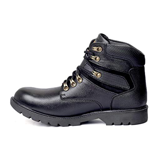 Image of Bacca Bucci Mens 6 inches Premium Steel Toe Cap Real Grain Leather Outdoor Laceup Boots /Warranted Qualtiy & Durable Boot