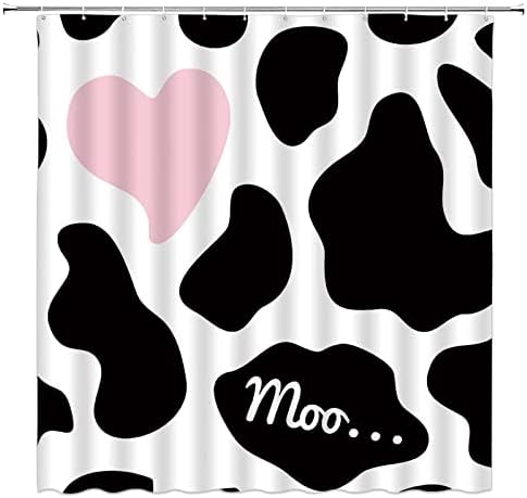 AYDSMYD Cow Print Shower Curtain Black White Milk Cow Cowhide Creative Fabric Bathroom Curtains Decor Set,70 W x 70 H