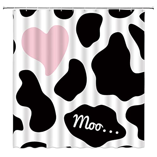 Aydsmyd Cow Print Shower Curtain Black White Milk Cow Cowhide Creative Fabric Bathroom Curtains Decor Set,70 W X 70 H #TOP2