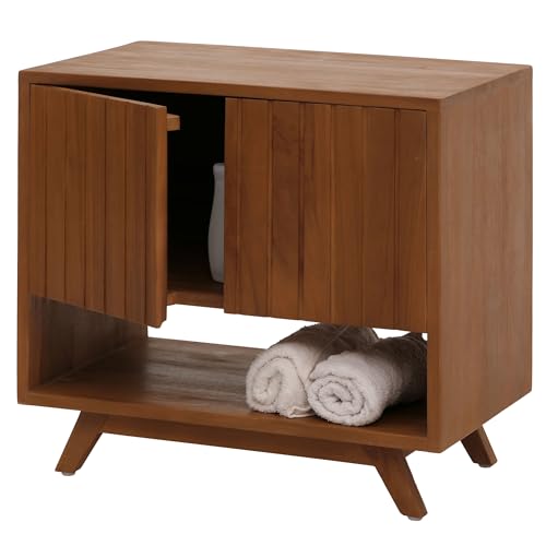 Mendler Meuble sous-lavabo en Teck HWC-M92, Meuble lavabo, Teck de qualité B-Grade (Bois de cœur, 20-30 Ans), 61x65x40cm