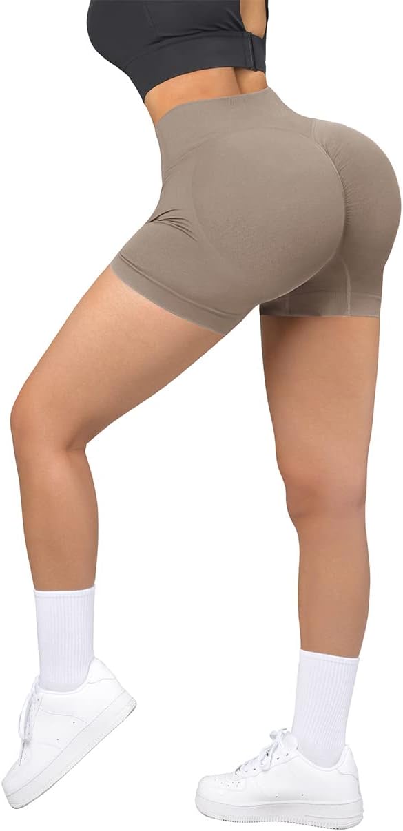 SUUKSESS Women Seamless Booty Shorts Butt Lifting High Waisted Workout Shorts - Image 6