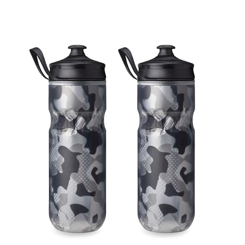 Image of HydraPak | Polar Bottle - Polar Sport Insulated Water Bottle 2-Pack - BPA-Free, Sport & Bike Squeeze Bottle with Handle (Contender Black, 600ml / 20oz)