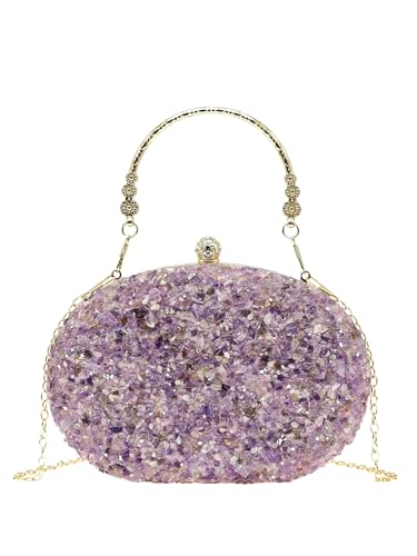 Women's Sequin Rhinestone Clutch Purses Luxury Glitter Crossbody Bag Evening Bridal Wedding Handbag With Chain