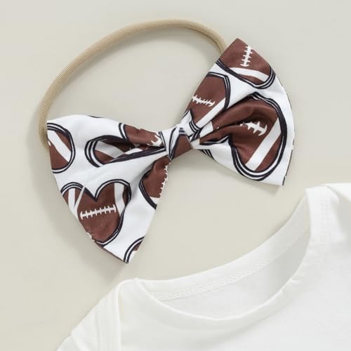 Newborn Baby Girl Football Outfit Game Day Romper Football Tutu Shorts Set Headband 3Pcs Infant Summer Clothes4