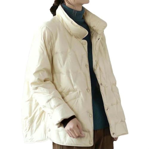 Veste courte chaude femme pour automne hiver avec col montant et poches