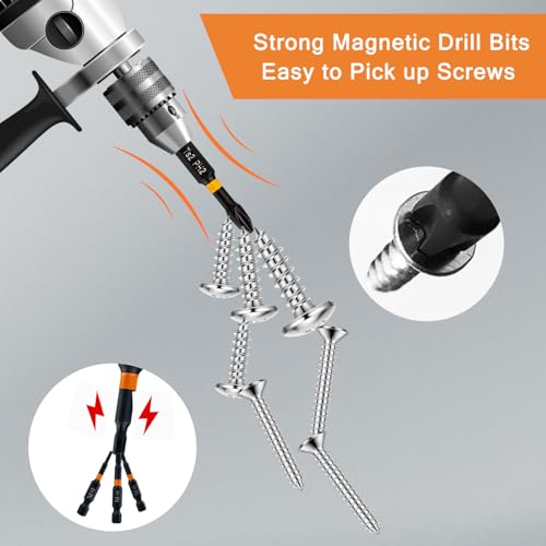 Aseboy Magnetic Drill Bits - 10 Pack Mixed, Screwdriver Bit Set with S2 Alloy Steel, Impact Driver Bits for Standard Drills, Flat, Cross, PZ Tips for DIY/Pro Use - Thumbnail 3