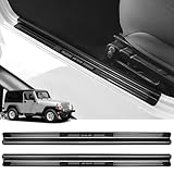 ZZEQYG 2 Pcs Front Door Sill Protector for 1997-2006 Jeep Wrangler TJ Scratch-Resistant Car Door Edge Guards Stainless Steel Interior Accessories(Black Brushed)