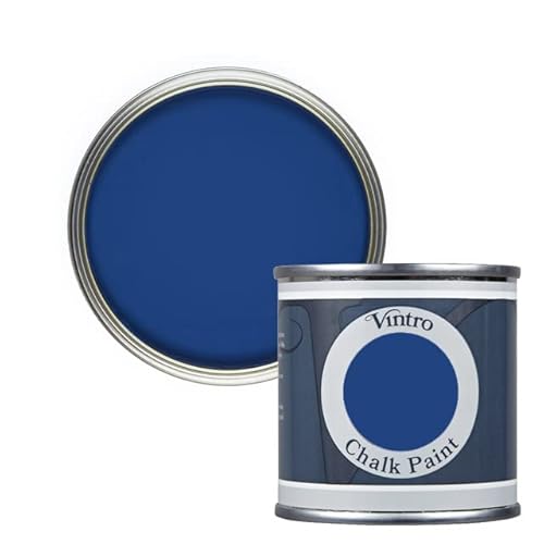 Vintro Paint | Dark Blue Chalk Paint | Furniture Paint | Shabby Chic | Ultra Matt Finish | 125ml (125ml, Northern Star - Dark Blue)