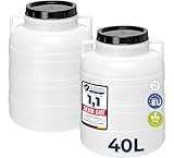 Garronda Set 2x 40 Liter Weithalsfass BPA-frei Futtertonne Fass Universalfass Lebensmittel Fass Regenfass für Garten Regentonne mit Deckel Regenwassertonne für Garten Wassertonne GD-0127, Weiß