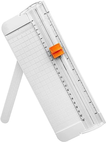 Benting Paper Cutter, A4 Paper Trimmer with Security Safeguard & Side Ruler Portable Straight Edge Cutter for Scrapbooking Craft Paper, Photos, Label, Cardstock (White)
