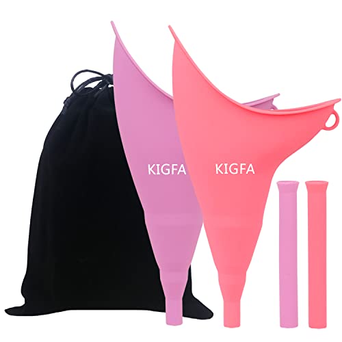 KIGFA Female Urination Device Reusable Portable Female Urinal Silicone Women Pee Standing Up Female Urinal Set Fits Outdoor Travel,Camping&Hiking,2 Sets