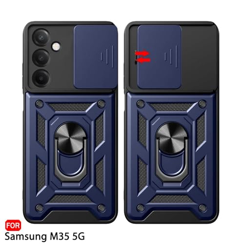 Image of Luxe Back Cover for Samsung Galaxy M35 5G | D10 Tough Armor Case | Sliding Camera Shield | 360 Protection | Kickstand Ring Holder | Military-Grade Shockproof Bumper Case
