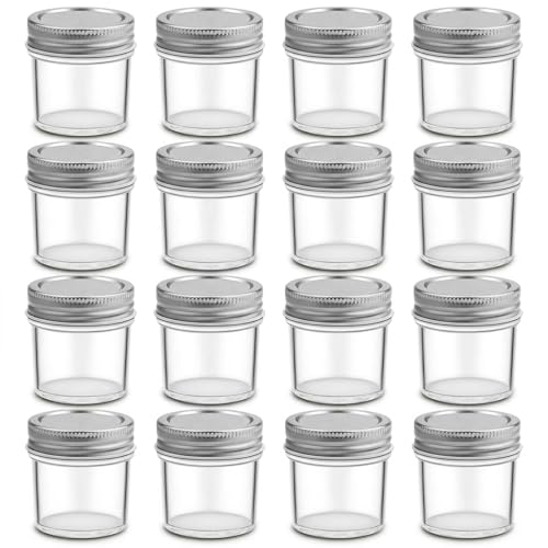 CZWESTC 16 Pack 2 oz Mini Glass Mason Jars with Lids for Spices Honey Jam