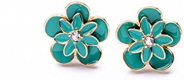 Graceful Floral TEAL Flower STUD Earrings in GIFT BOX
