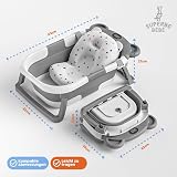 Faltbar Baby Badewanne Mit Rutschfestem Badekissen - Babywanne XXL Mit Baby Badewannensitz & Badethermometer - Von Der Geburt Bis 3 Jahre - Baby Bathtub - Geburtsgeschenke Für Mädchen & Jungen