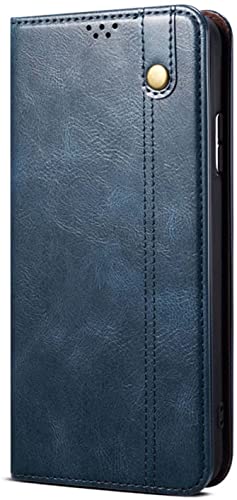 Étui iPhone 13 cuir bleu anti-choc avec fente porte-cartes