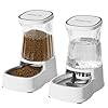 Automatic Pets Gravity Feeder and Water Dispenser Set, 1Gallon x 2 Stainless Steel Food Feeder and Waterer, 100% BPA-Free Water Bowl Dispenser for Small&Medium Dogs, Cats, Puppies(White)