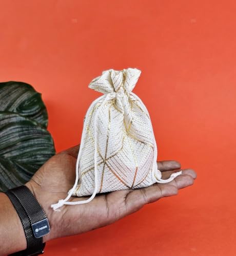 Image of SATYAM KRAFT 100 Pcs Jute Potli Bags for Wedding, Return, Festive Gifting | Eco-Friendly, Handmade Drawstring Bags for Jewelry, Sweets, Dry, Party, Reusable & Biodegradable (Pack of 100) (color 11)