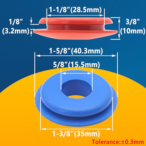 Image of 100pcs Glad Hand Seals Rubber 50pcs Red & 50pcs Blue | Truck Gladhand Seals, Polyurethane Seal Round Washers Grommets Gaskets, for Semi Trucks Trailers Tractors, Parts Number 10028