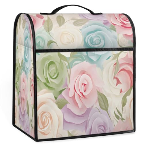 Coffee Maker Cover Watercolor Rose Floral Kitchen Appliance Covers Small Appliance Covers Blender Cover Juicer Cover Dust Covers for Kitchen Appliances with Top Handle and Pockets,Washable,C746