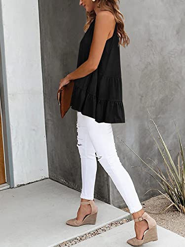 Image of HAEOF Women's Summer Sleeveless Peplum Babydoll Tops Casual Crew Neck Flowy Loose Fit Tunic Tank Shirts