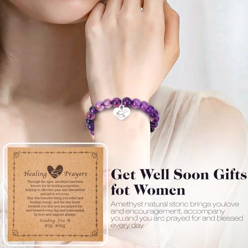 Encouragement Healing gifts,Natural Stone Amethyst Bracelet for Women,Those Facing Illness or Anxiety to Get Well Soon,Inspirational Gifts on Thanksgiving Christmas Valentine's Day4