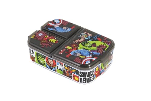 Image of SKi Homeware Trio 3 Compartment Bento Lunch /Snack Box For Your Kids' School, Picnic, Sports | For Return Gifts Or Party Favours- Avengers