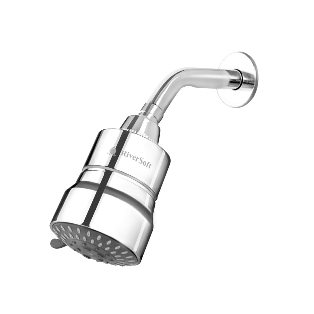 RiverSoft DIVA-05 Shower Filter for Hard Water With 15 Stages | 5 Mode Spray Setting | Softener for Bathroom | Water Saving Mist Mode (Chrome, Pack of 1)