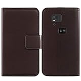 Lankashi Flip Echt Leder Tasche Für Doro PhoneEasy 530X 2.4 Hülle Lederhülle Handyhülle Handy Tasche Book Brieftasche mit Kartenfächer Schutz Abdeckung Premium Cover Hülle Etui (Dark Braun)