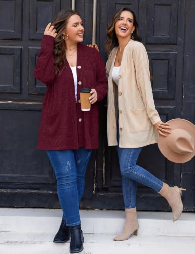 Image of MONNURO Plus Size Cardigan for Women Lightweight Open Front with Pockets