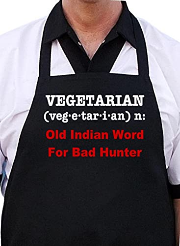 Coolaprons Vegetarian Old Indian Word For Bad Hunter Funny Black Bbq Aprons cover
