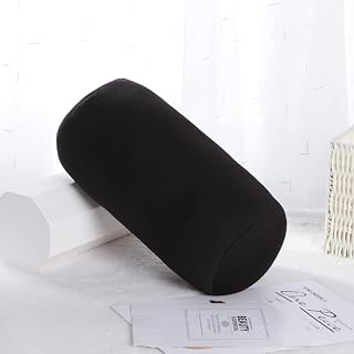 Tyenaza Almohadas de Microperlas, 30x14cm Micro Mini Almohada, Mini Rollo de Cuello Redondo, Almohada de Apoyo para el Cuello o la Espalda, Viaje Hogar Asiento Dormir Cuello Soporte(Negra)
