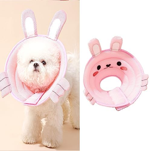 Image of MANON ROSA Cat Cone E-Collar: Soft After Surgery Elizabethan Collar Adjustable Cute Animal Design for Dogs Cats Puppies Kittens Rabbits Bunnies Prevents Licking (Rabbit,S)