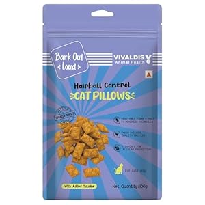 Bark Out Loud by Vivaldis – Cat Pillow Treats |Cat Treats for Hairball Control | Added Taurine, Vitamin E for Cats (100gm)