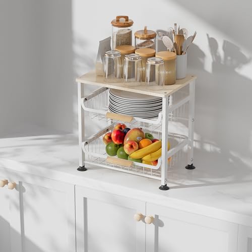 NiuYichee 3-layer Kitchen Fruit Storage Basket Snack Rack, Countertop & Desktop Pull-out Metal Basket with Handle, Organizers by NiuYichee - Image 6