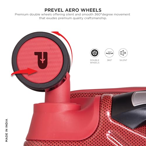 Image of Awenger Polycarbonate Trolley Bag Set - Cabin (50 cm) + Check-in (66 cm) | Hard Shell 8 Spinner Wheels | Lightweight & Durable Luggage | 360 Spinner | Water Repellent | Red