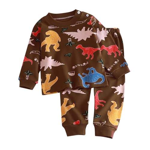 Boys' and Toddler Snug Fit Cotton 2 Piece 𝐏ajamas Set Long Sleeve Top Pants 𝐏js Baby Dinosaur 𝐒leepwear 𝗟oungewear