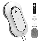 AOQUFUL Robot Laveur de Vitre Intelligent   Nettoyeur de Vitres Électrique avec Double Pulvérisation d'eau, Télécommande & Contrôle Via Application, pour Fenêtres Intérieures & Extérieures, Blanc