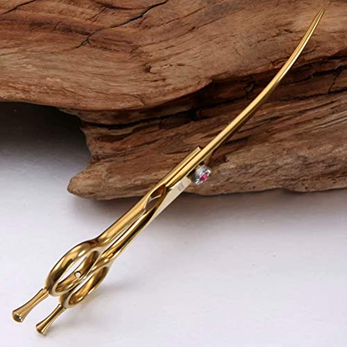 Fenice Peak Professional Dog Grooming Scissors Pet Curved Thinning Shears 7.0'' Extremely Sharp Blades 440C Steel Thinning Scissors Durable Smooth Motion & Fine Cut For Dogs And Cats(Gold) #TOP5